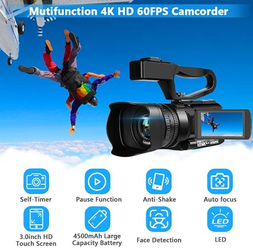 Video Camera Camcorder, Auto Focus 48MP