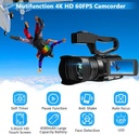 Video Camera Camcorder, Auto Focus 48MP