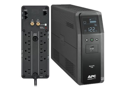 UPS APC Back UPS BR PRO 1100 VA, 10 tomas de salida, 2 puertos USB de carga, AVR, interfaz LCD, LAM