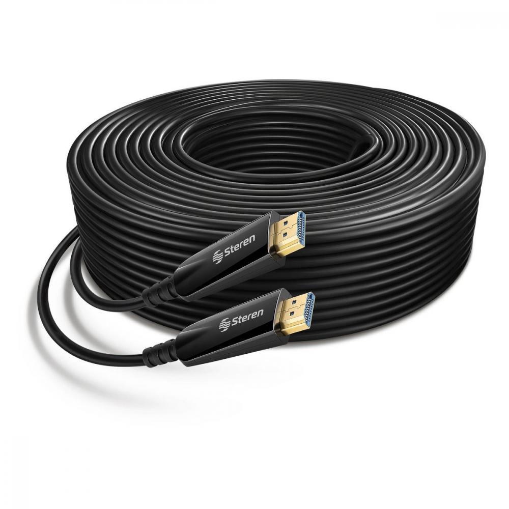 Cable HDMI 4K De Fibra Óptica, 50 Metros, Color Negro.